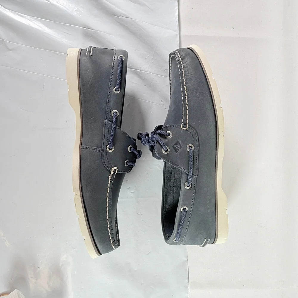 Sperry Men's Leeward 2-Eye Navy Boat Shoes Size 13 M Leather New